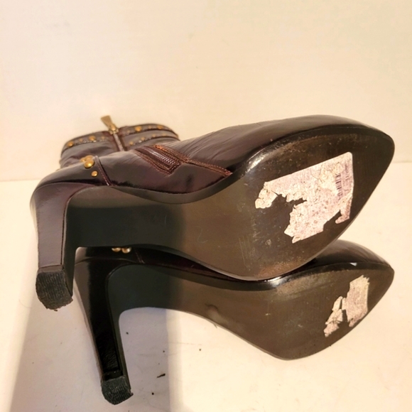 Linea Paolo Marcelo Chocolate Brown Boots With Gold Studs SZ51/2 - Picture 7 of 10